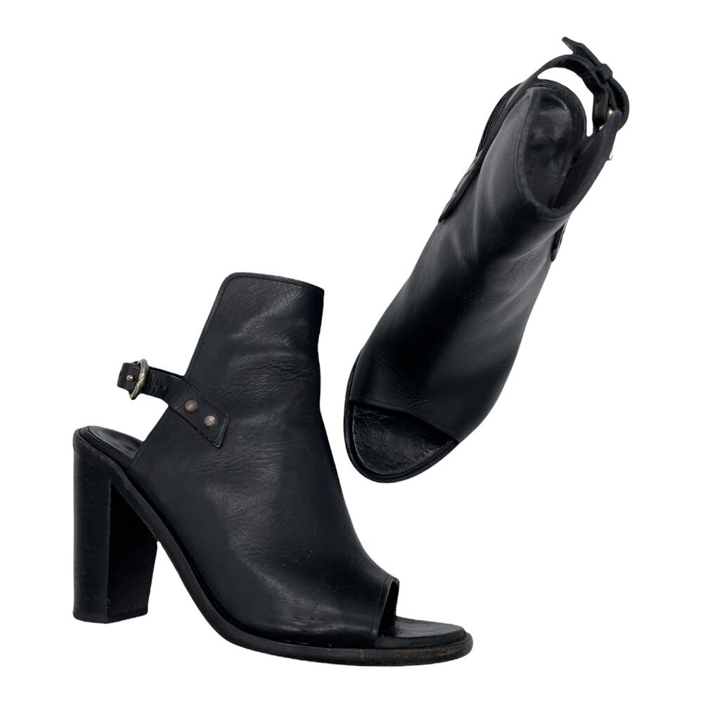 Rag & Bone Wyatt Open-Toe Leather Bootie - Black - 36.5